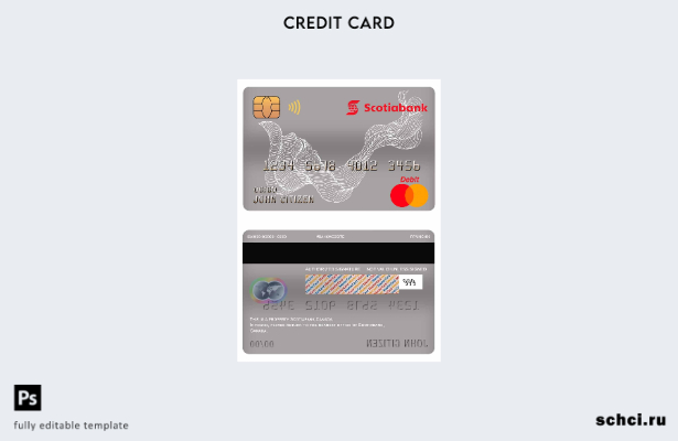 цифровая загрузка шаблона дебетовой карты Mastercard Канады Scotiabank